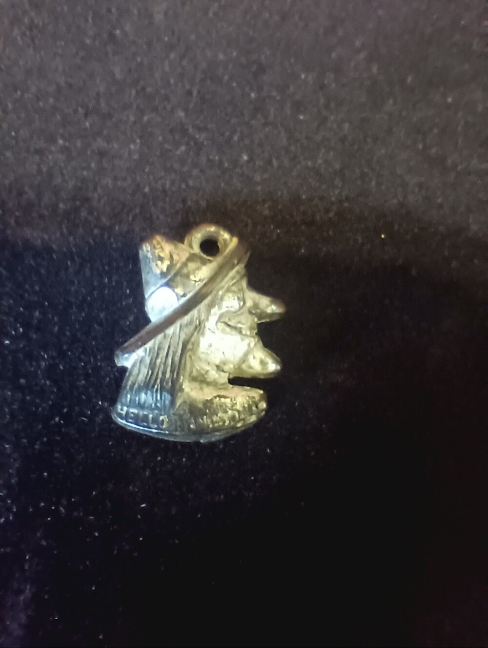 Vintage Cracker Jack Charm. Witch. Silver Colored Plastic